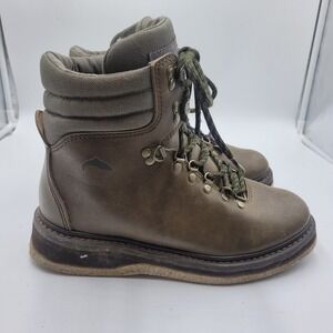 Simms Mens Leather Wading Boots Brown Felt Sole Fly Fishing Size 8 Gorpcore